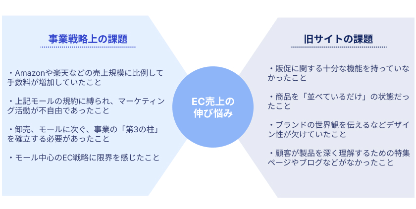 事業戦略上の課題と旧サイトの課題